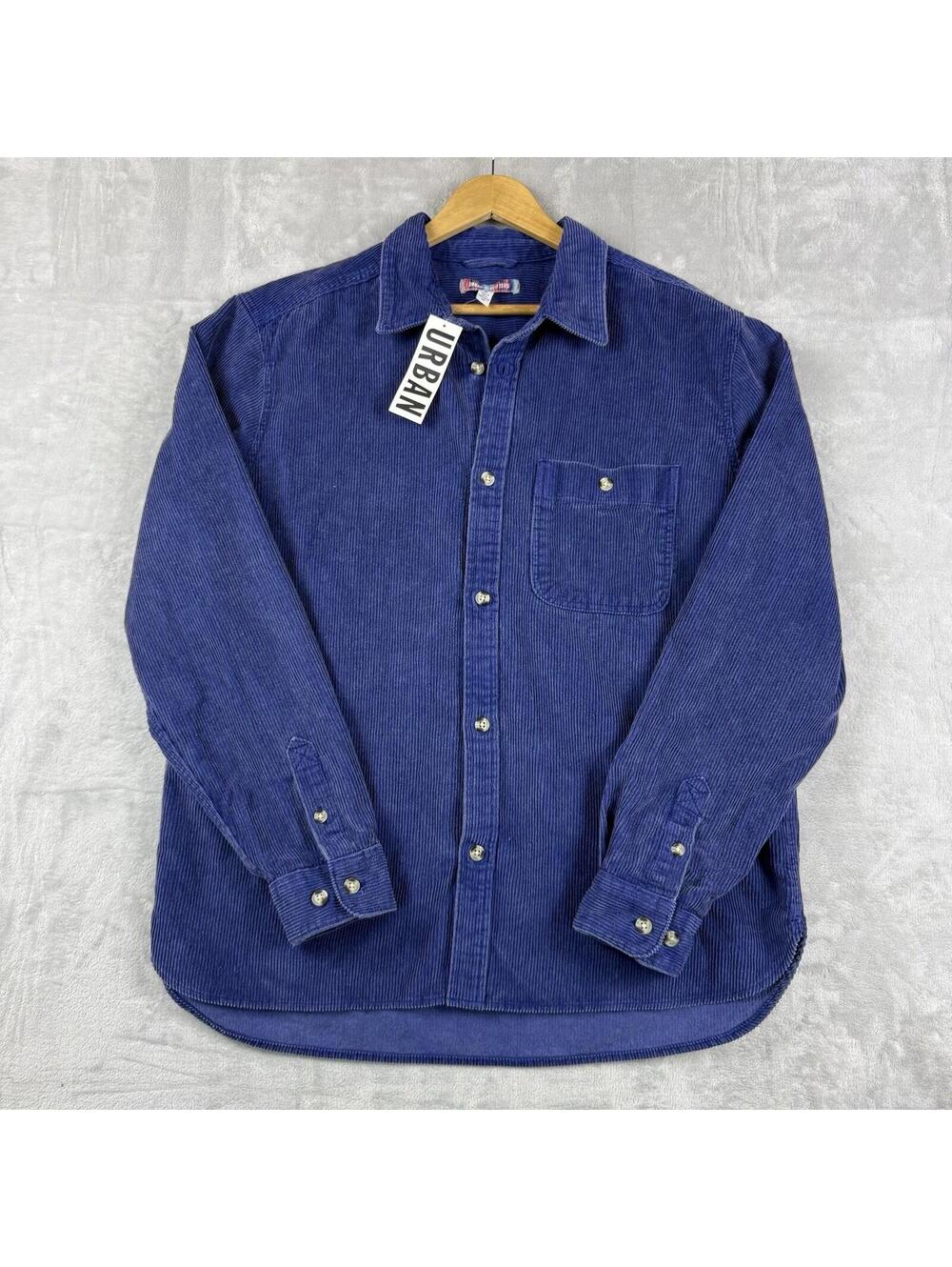 Urban Outfitters Heritage Corduroy Button Up Shirt Blue Overshirt MenM Prep NWT